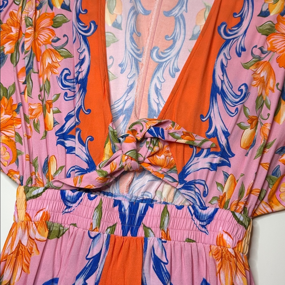 🌺 Farm Rio | Floral Tile Maxi Dress | Multi | Size US XSmall - Picture 6 of 11